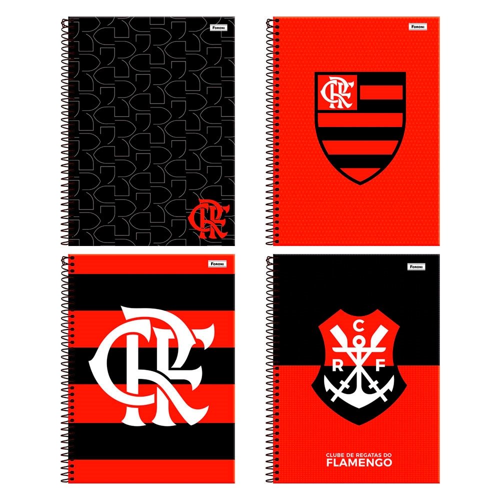 Caderno Espiral Foroni Universitário Capa Dura 15 Matérias Flamengo 240 Folhas - Embalagem com 2 Unidades
