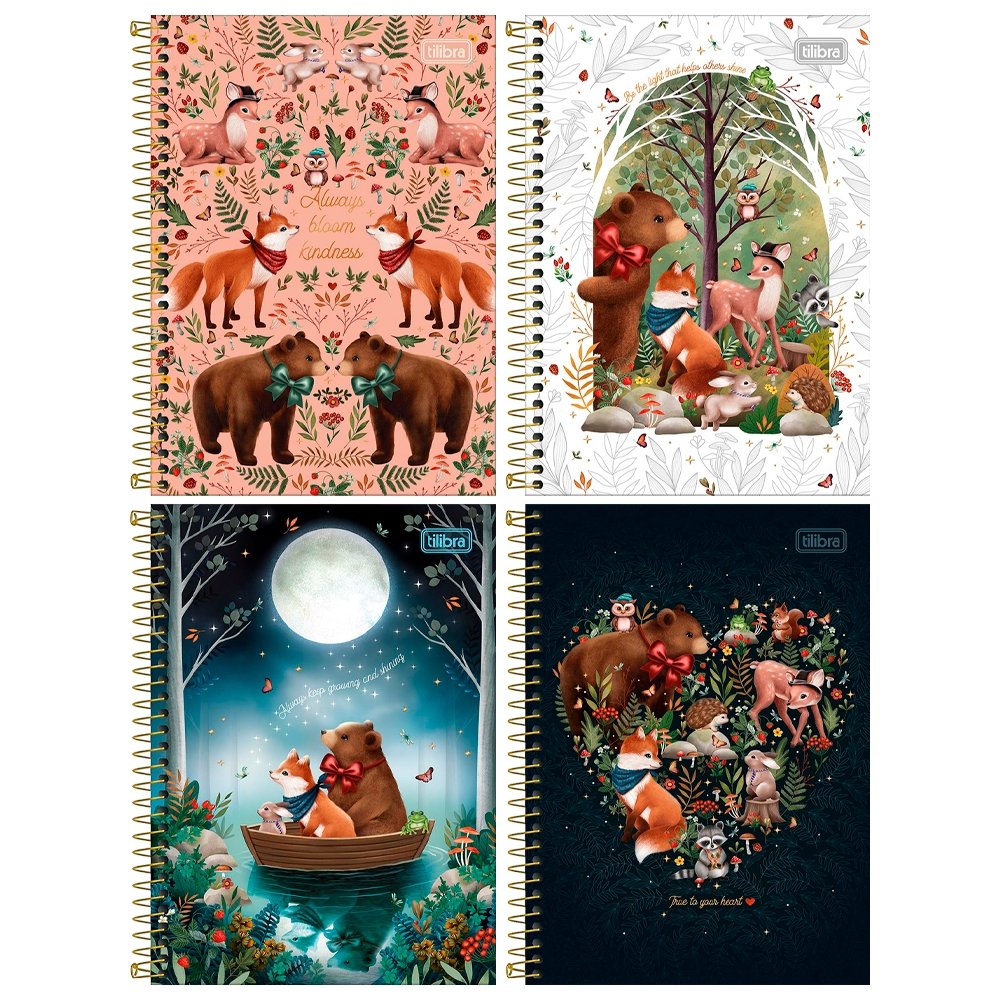 Caderno Espiral Tilibra 1/4 Capa Dura Loveland 80 Folhas - Embalagem com 4 Unidades