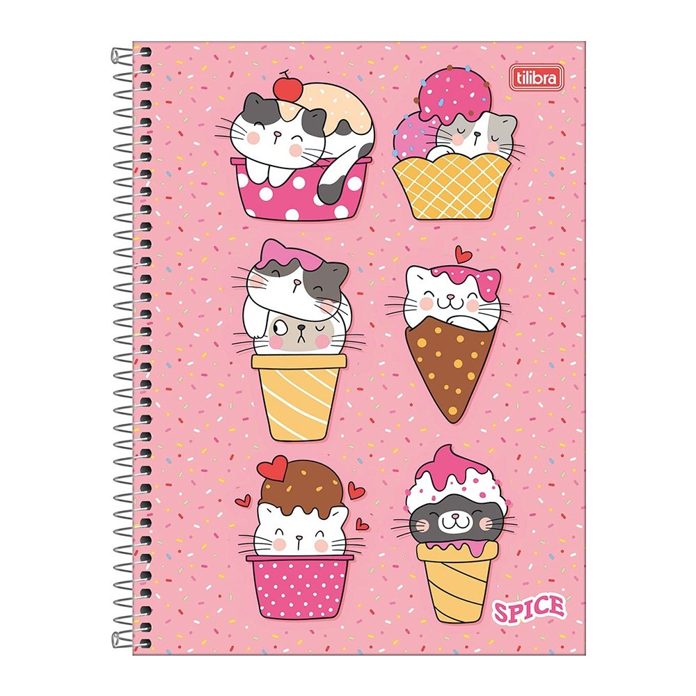Caderno Espiral Tilibra Universitário - Capa Dura 01 Matéria Spice Feminino 80 Folhas - Embalagem com 4 Unidades