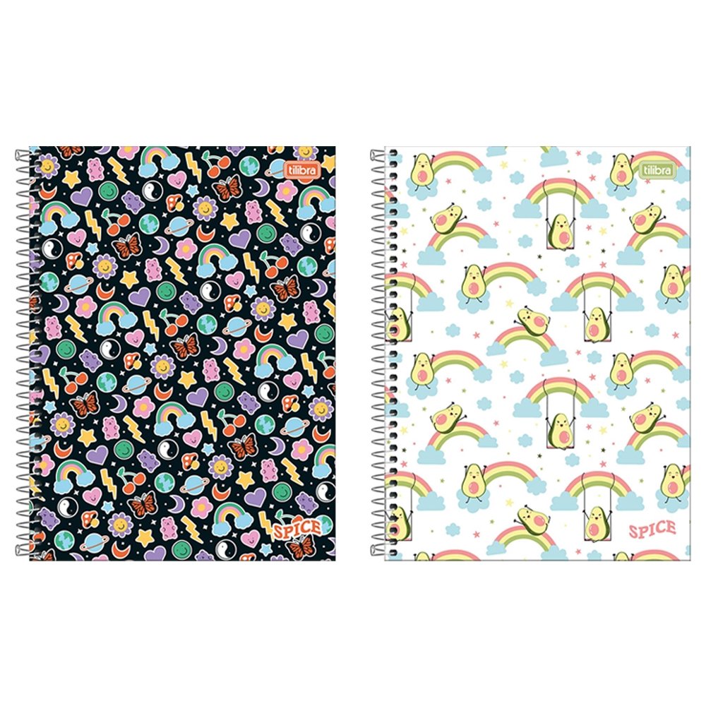 Caderno Espiral Universitário Capa Dura 16 Matérias Tilibra Spice Feminino 256 Folhas - Embalagem com 2 Unidades