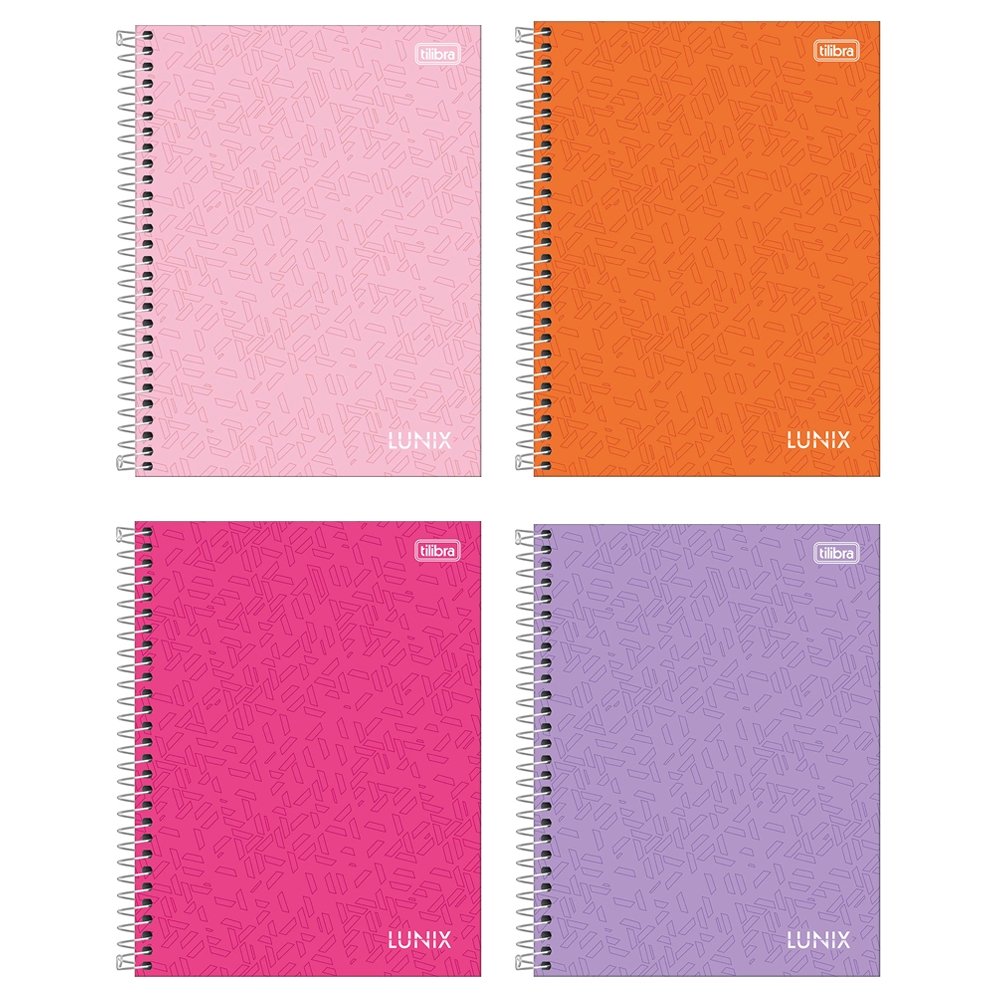 Caderno Espiral Tilibra Universitário - Capa Dura 01 Matéria Lunix 80 Folhas - Embalagem com 4 Unidades