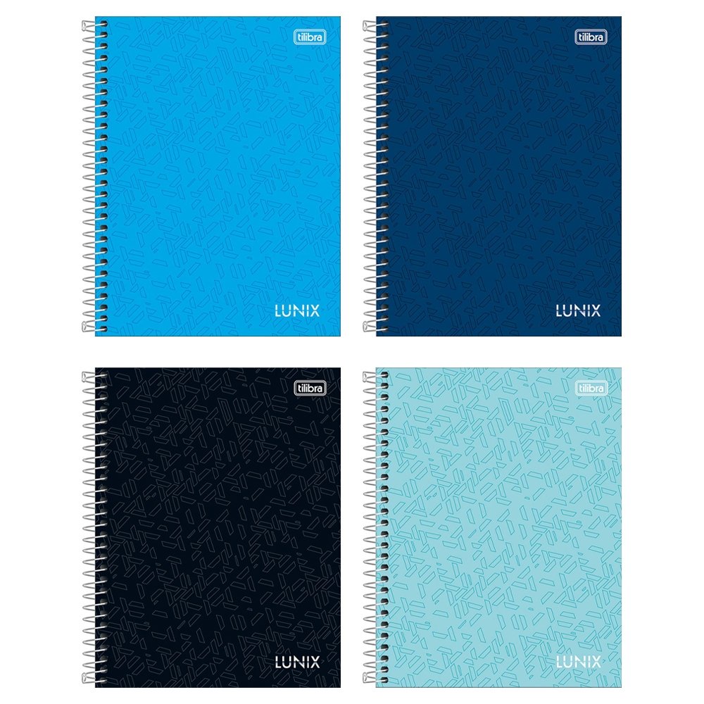 Caderno Espiral 1/4 Tilibra Capa Dura Lunix 160 Folhas - Embalagem com 4 Unidades