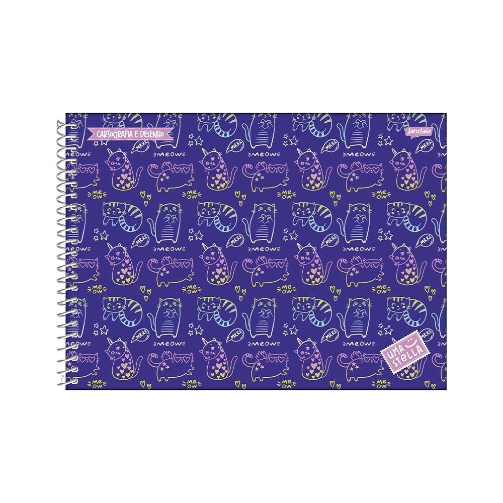 Caderno Cartografia Espiral Jandaia Capa Dura Stella 80 Folhas - Embalagem com 4 Unidades