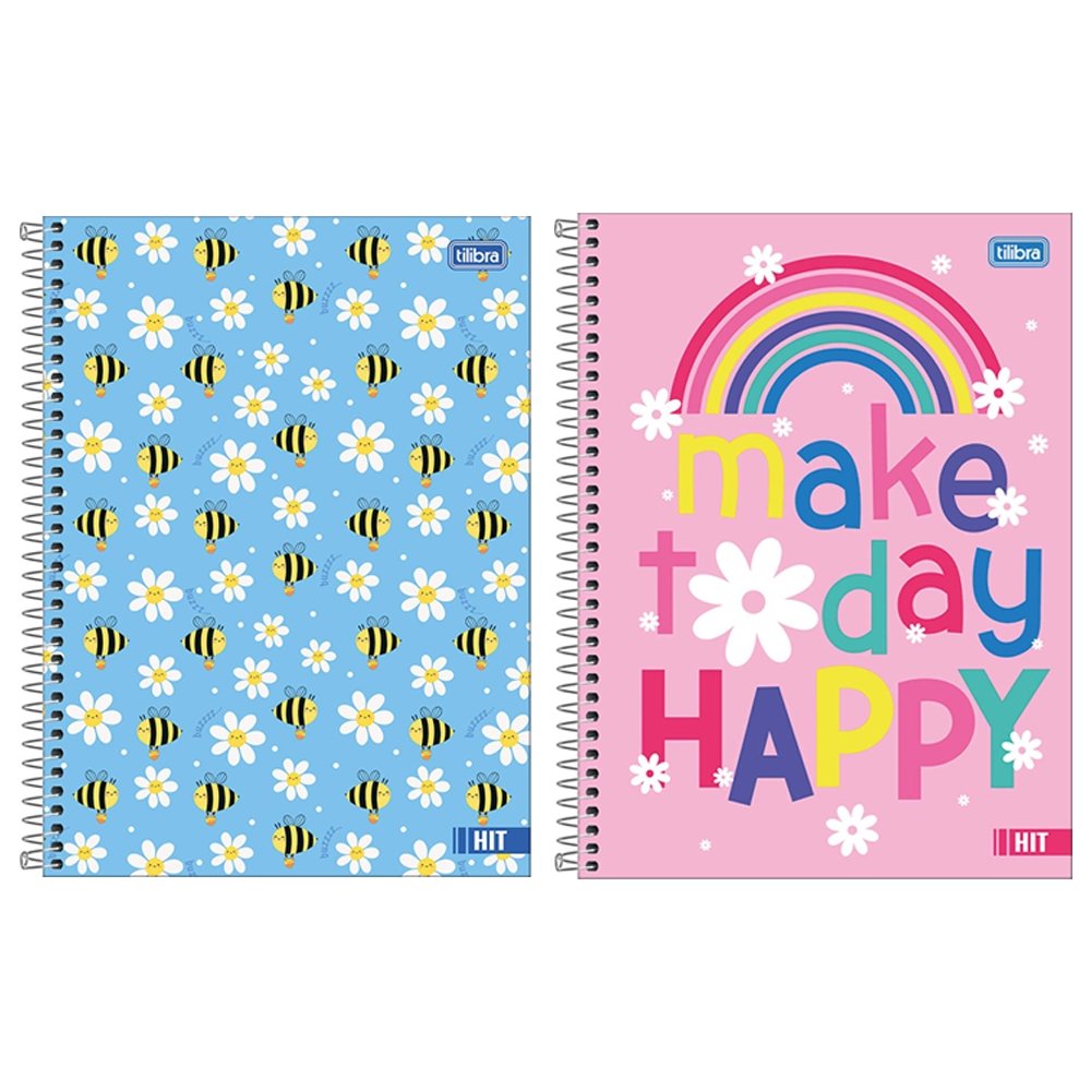 Caderno Espiral Tilibra Universitário - Capa Dura Hit Feminino 16 Matérias 256 Folhas - Embalagem com 2 Unidades (Sortido)