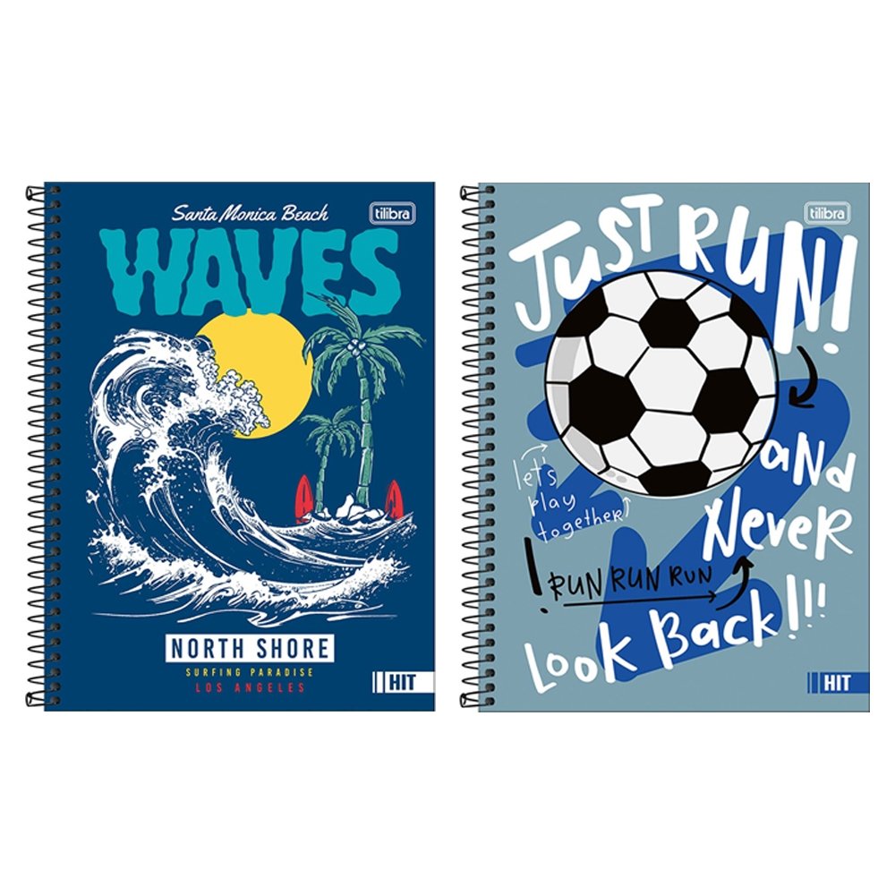 Caderno Espiral Tilibra Universitário - Capa Dura Hit Masculino 16 Matérias 256 Folhas - Embalagem com 2 Unidades (Sortido)