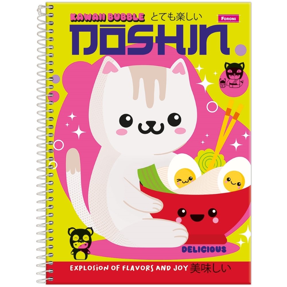 Caderno Espiral Universitário Foroni Doshin Capa Dura - 15 Matérias 240 Folhas - Embalagem com 2 Unidades