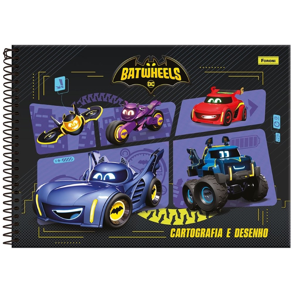 Caderno de Cartografia Espiral Foroni - Capa Dura Batwheel 80 Folhas - Embalagem com 5 Unidades (Sortido)