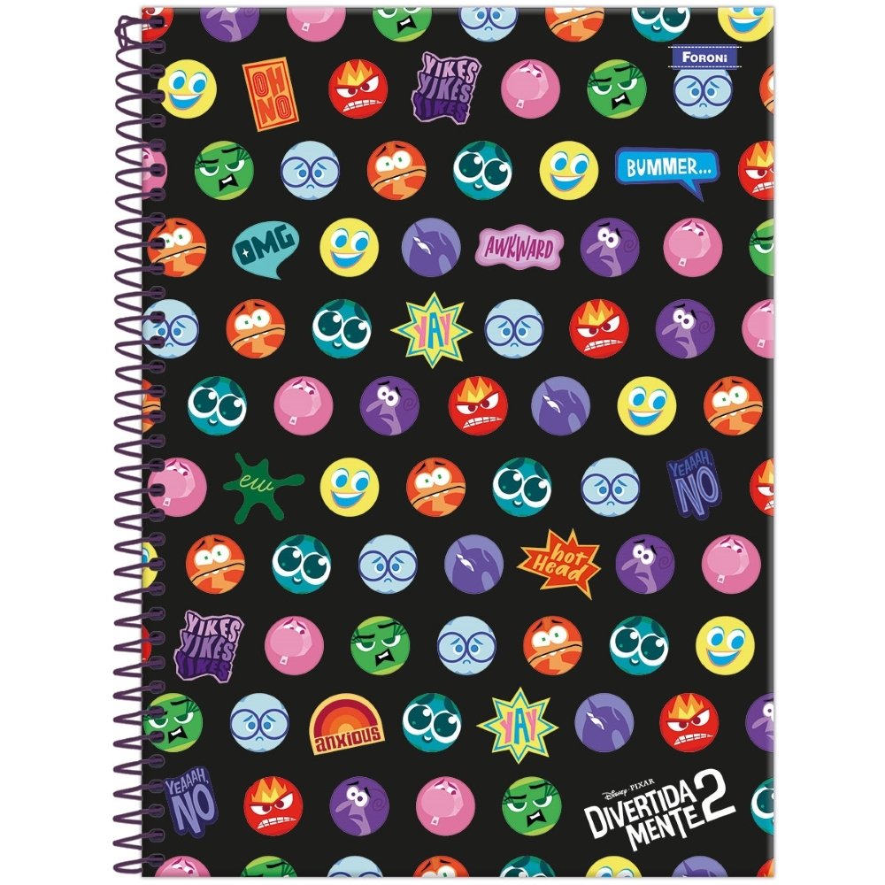 Caderno Espiral Universitário Foroni Capa Dura Divertidamente 160 Folhas - Embalagem com 4 Unidades (SORTIDOS)