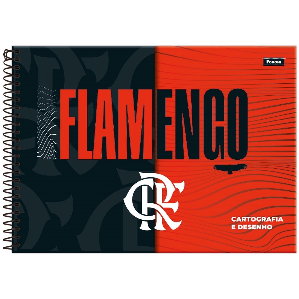 Caderno de Cartografia Espiral Foroni - Capa Dura Flamengo 80 Folhas - Embalagem com 5 Unidades (Sortido)