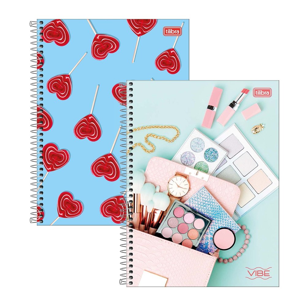 Caderno Espiral Tilibra Universitário Capa Dura 16 Matérias Vibe Feminino - Embalagem com 2 Unidades (Sortido)
