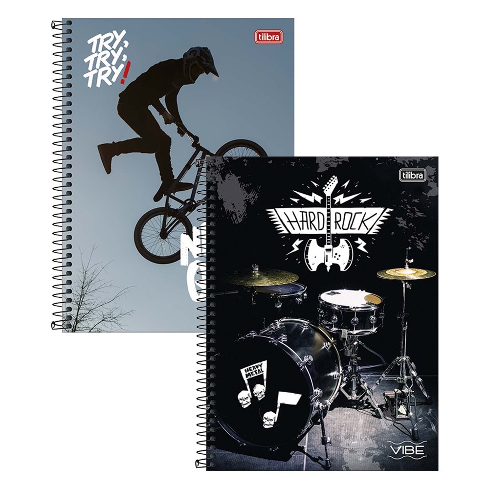 Caderno Espiral Tilibra Universitário Capa Dura 16 Matérias Vibe Masculino - Embalagem com 2 Unidades (Sortido)