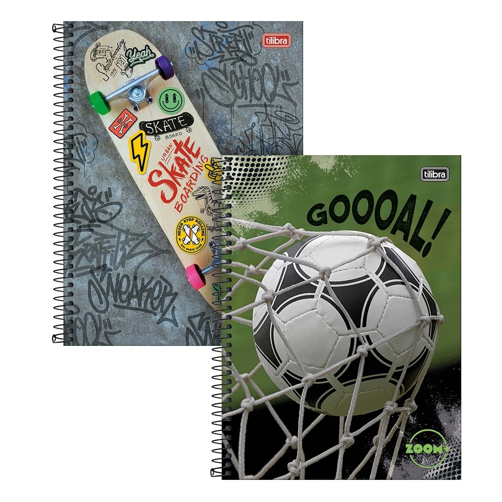 Caderno Espiral Tilibra Universitário Capa Dura 16 Matérias Zoom+ Masculino - Embalagem com 2 Unidades (Sortido)