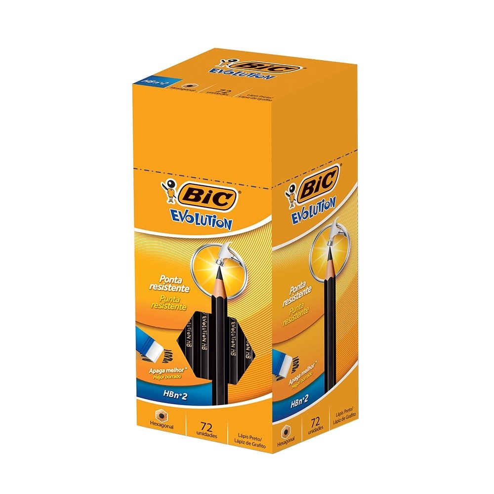 Lápis Bic Conte Evolution Preto N° 2 Hexagonal Resina Flexível - 1 Embalagem com 72 Unidades