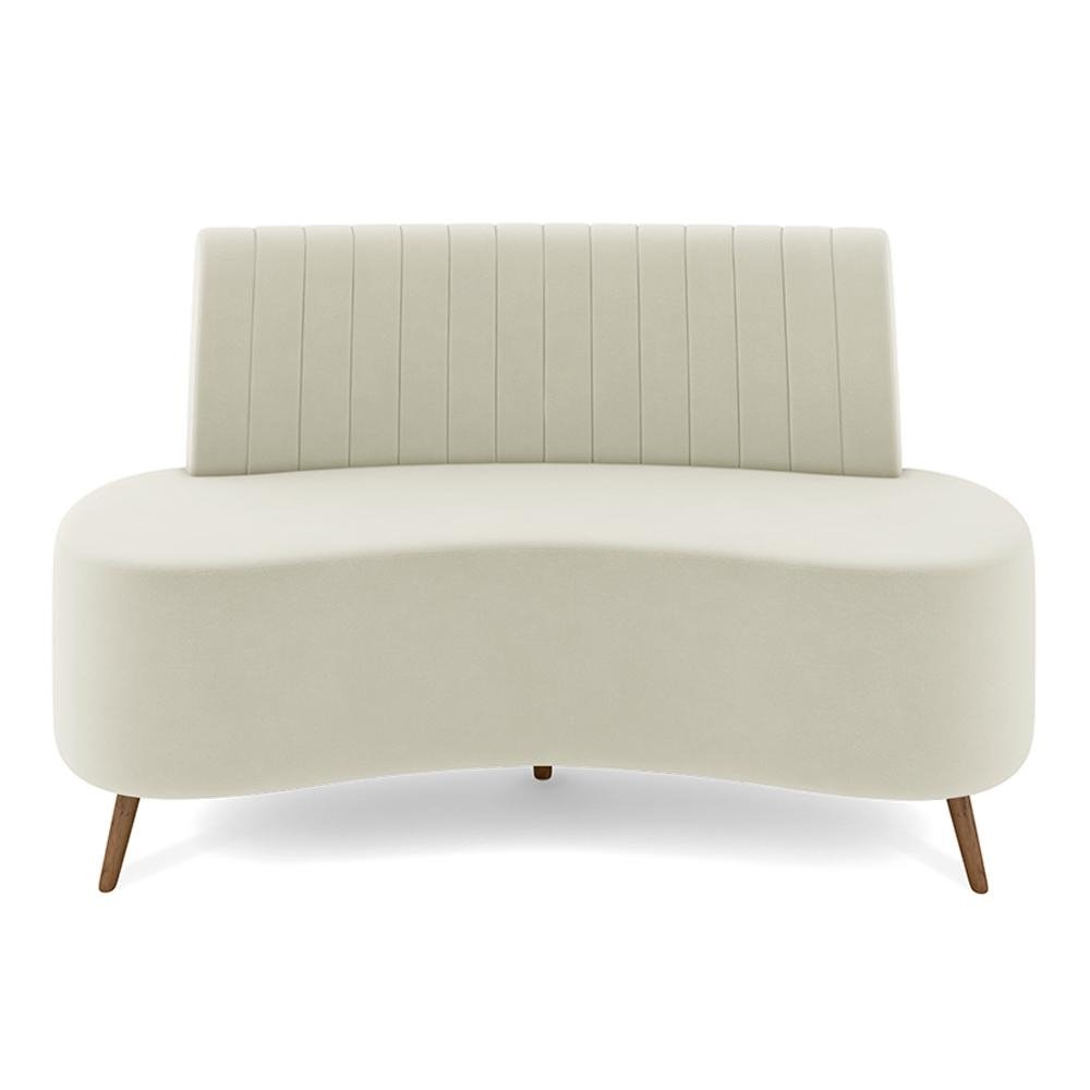 Sofa Living Decorativo 2 Lugares 1,35M Katara Bege Claro Veludo G33 - Gran Belo