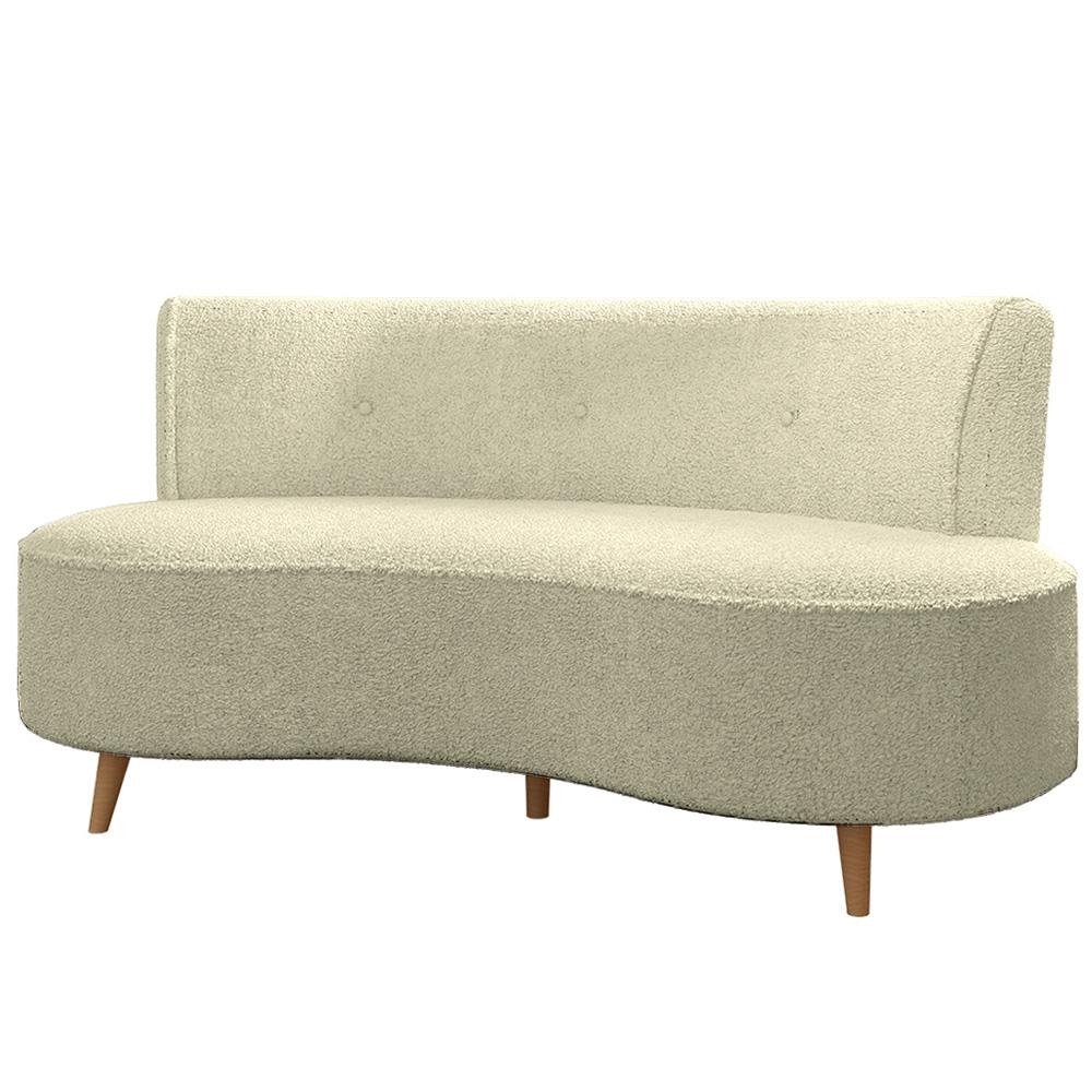 Sofa Living 2 Lugares 160cm Aang Pes Palito Boucle Bege Claro G33 - Gran Belo