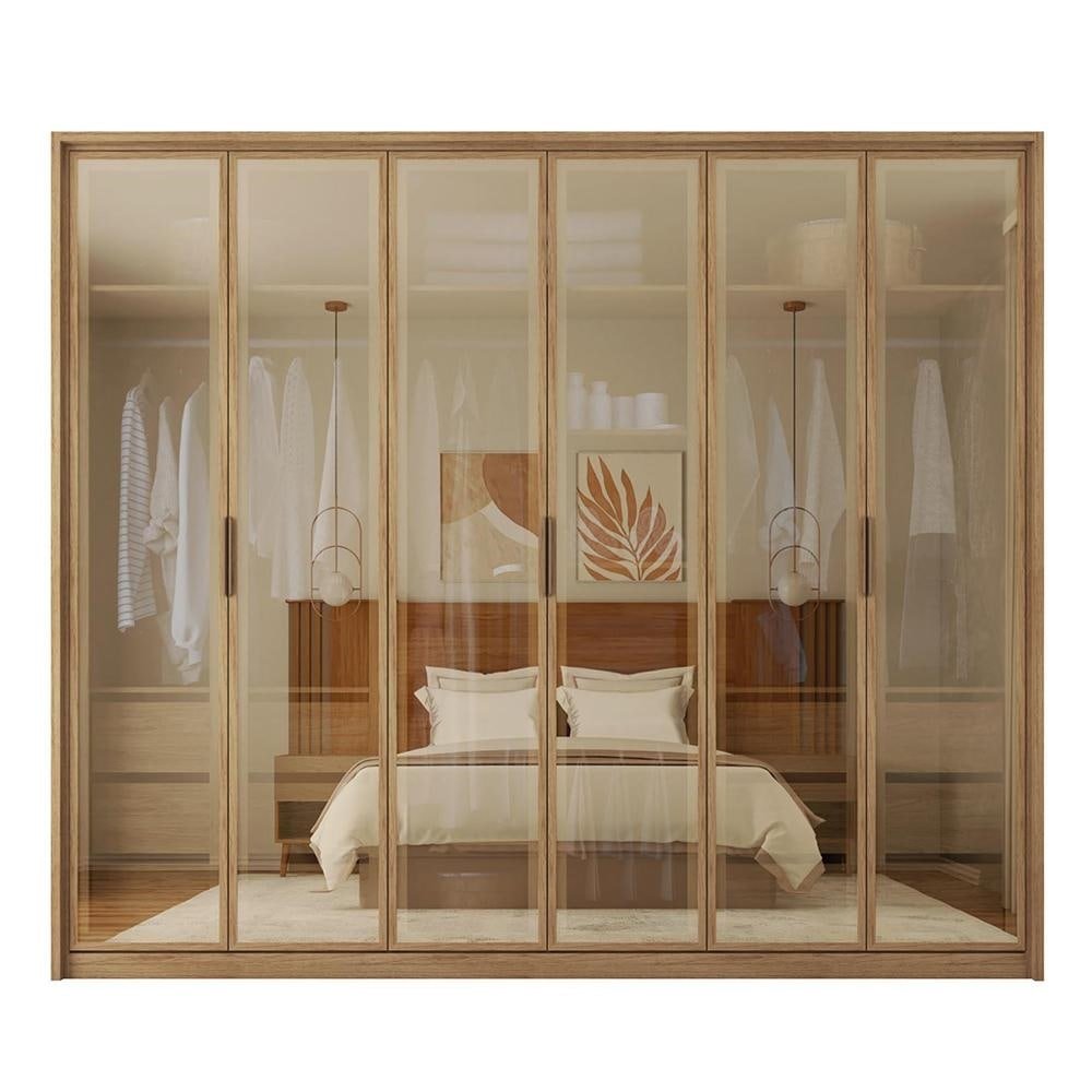 Guarda Roupa Casal 6 Portas de Bater 6 Gavetas Batroun MDF Buriti G11 - Gran Belo