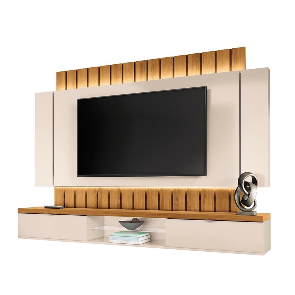 Painel Home Suspenso 2.2 para TV até 70" Sala de Estar Shawn Off White/Cinamomo G26 - Gran