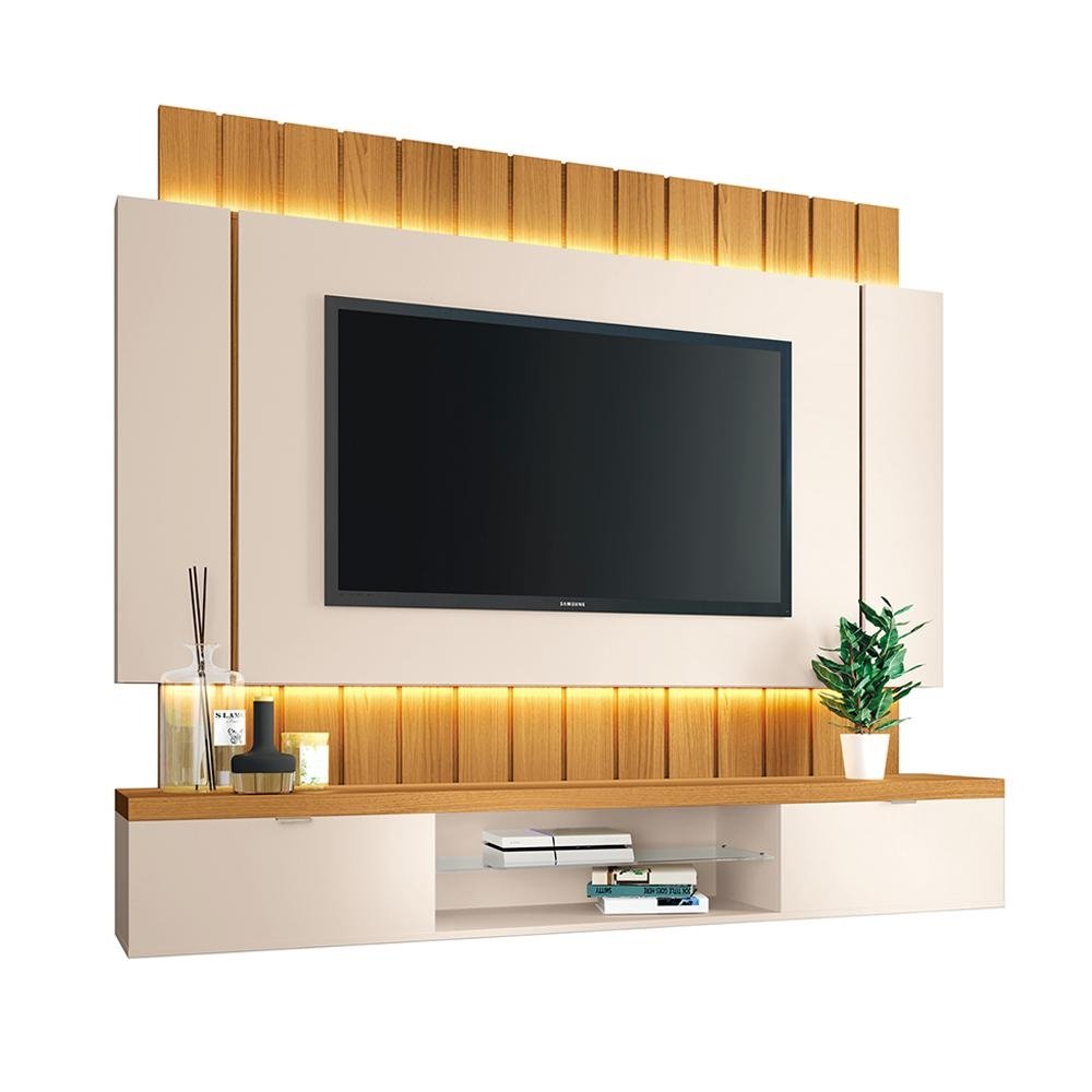 Painel Home Suspenso 1.8 para TV ate 55" Sala de Estar Shawn Off White/Cinamomo G26 - Gran