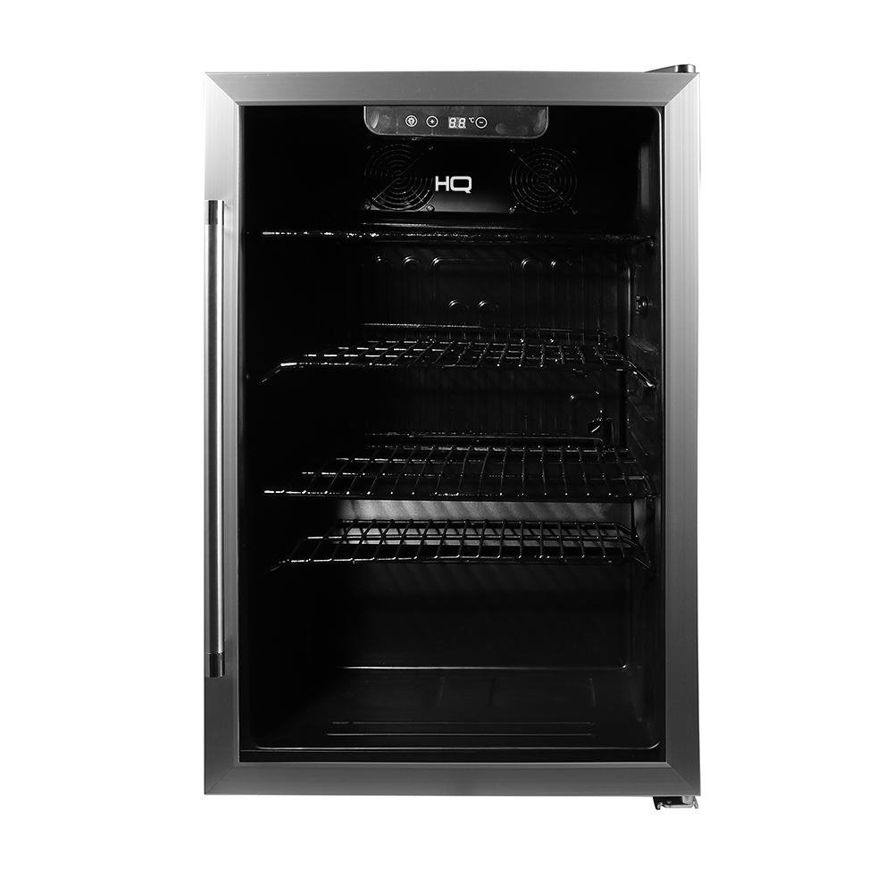 Cervejeira Expositor Vertical HQ Vidro Duplo 125 Litros Preta e Inox HQ-125CEVPV 220V