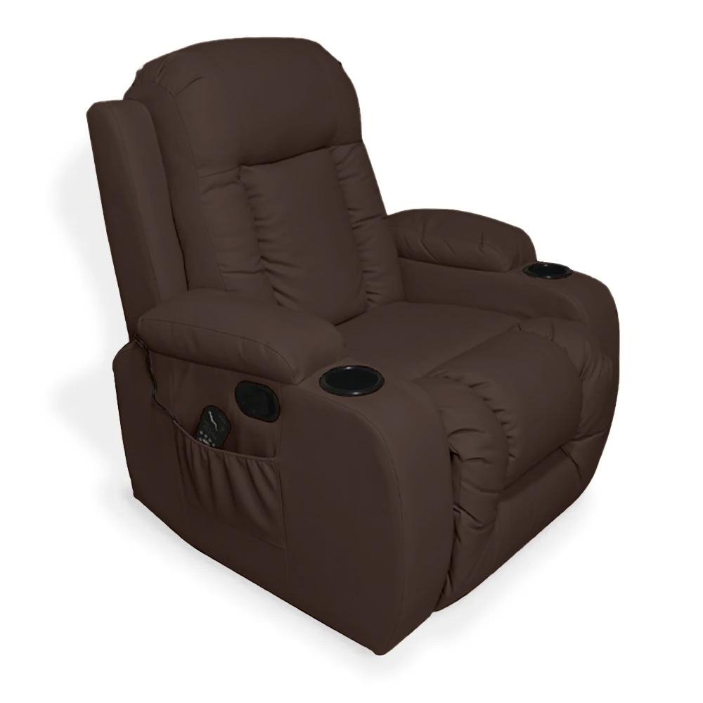 Poltrona do Papai Reclinavel Austin Massagem e Aquecimento Giratorio Balanco 2 Porta Copos