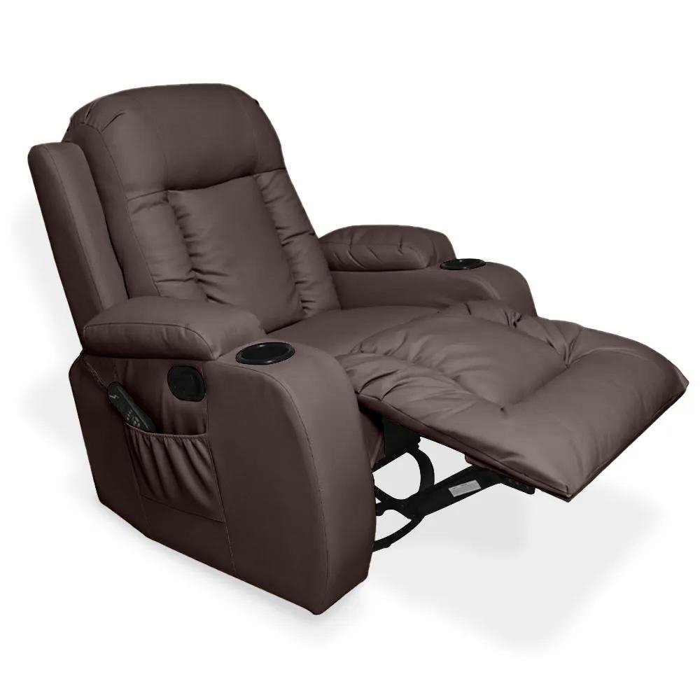 Poltrona do Papai Austin Decorativa Massagem Reclinavel e Aquecimento Giratorio PU Marrom