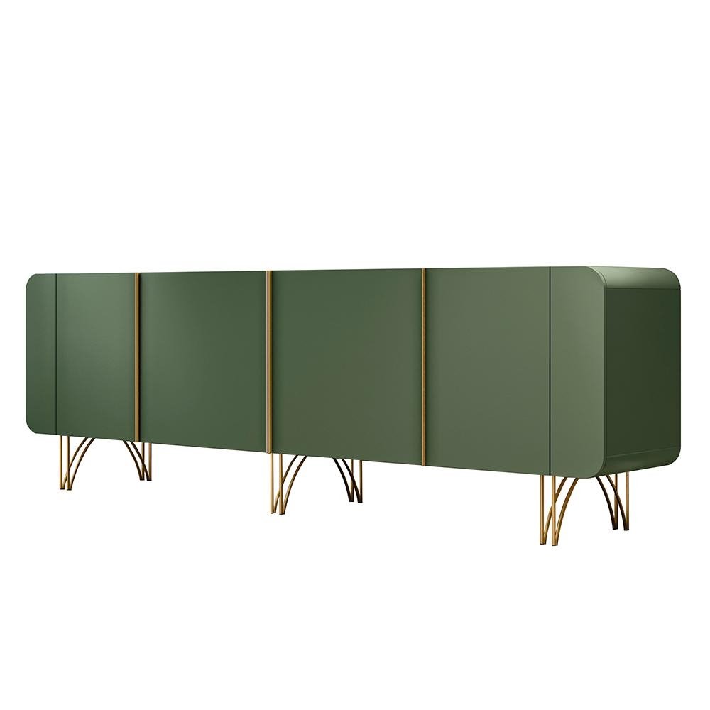Buffet Decorativo com Puxadores em Aluminio Pes Aco Macico Virginia Verde Pistache G26 - G