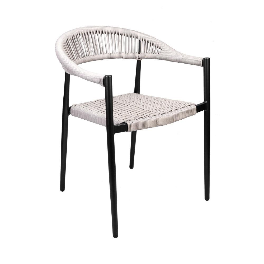 Cadeira Área Externa de Aluminio Carmy com Corda Nautica Preto/Amendoa G56 - Gran Belo