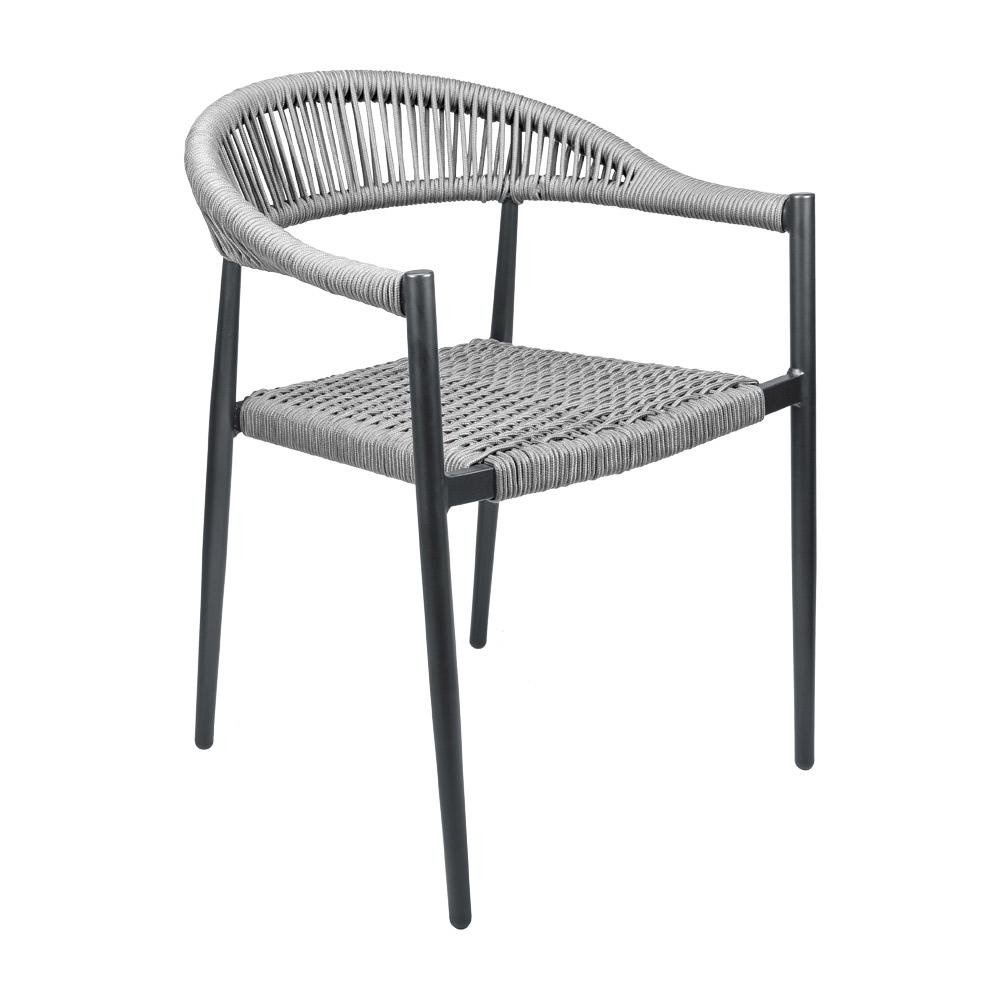 Cadeira Área Externa de Aluminio Carmy com Corda Nautica Grafite G56 - Gran Belo