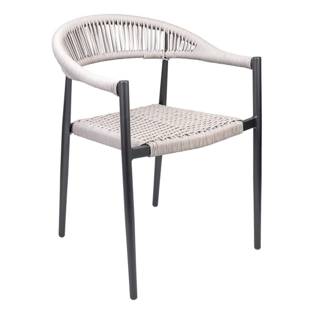 Cadeira Área Externa de Aluminio Carmy com Corda Nautica Grafite/Amendoa G56 - Gran Belo