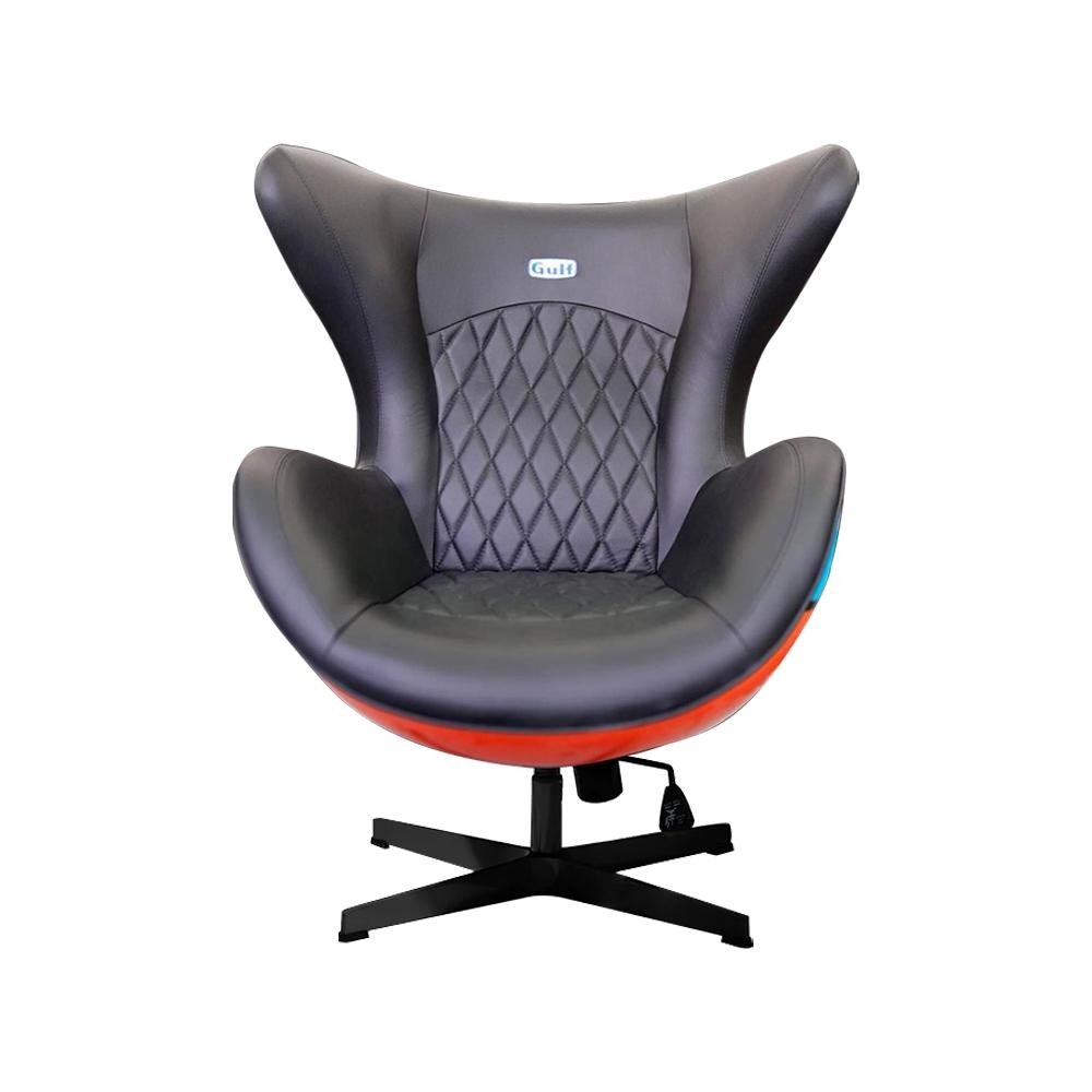 Poltrona Decorativa Egg Chair N 20 c/Regulagem de Altura Azul/Laranja G53 - Gran Belo