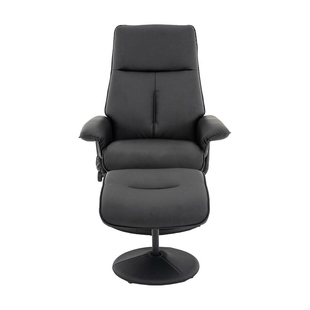 Poltrona de Massagem Reclinavel e Giratoria Arizona com Apoio de Pes Pu Preto G56 - Gran B
