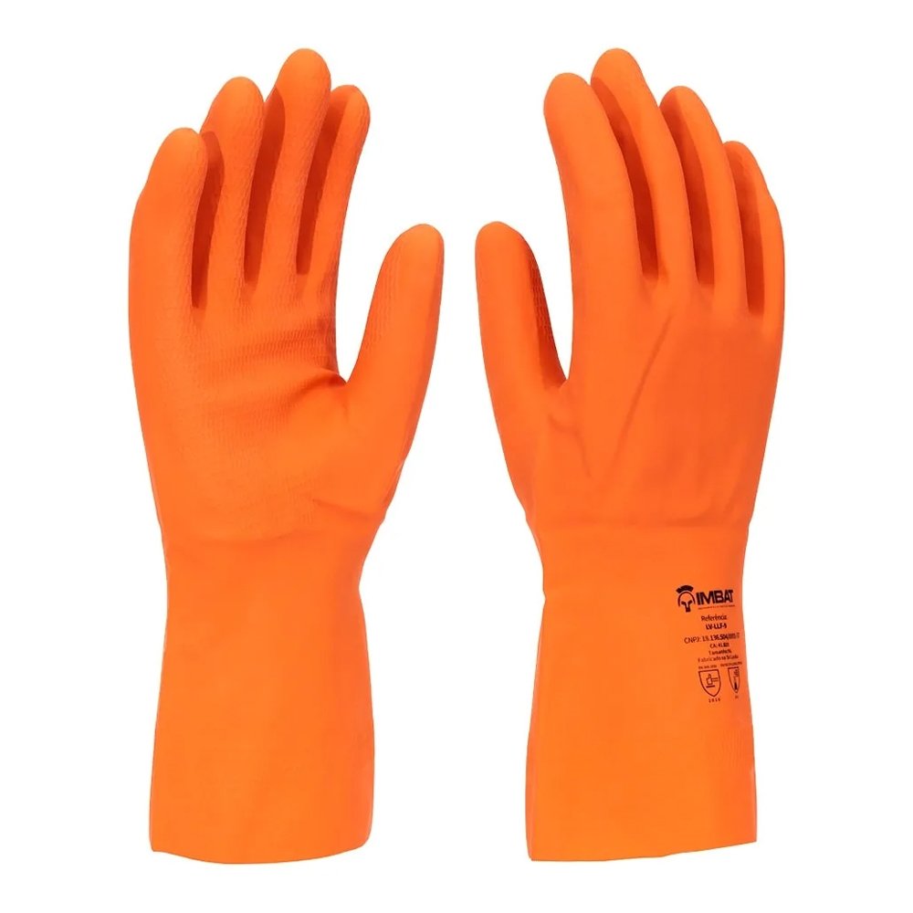 Luva Imbat Ultra Látex Forrada Reforçada Laranja Tamanho 9 - Embalagem com 1 Par