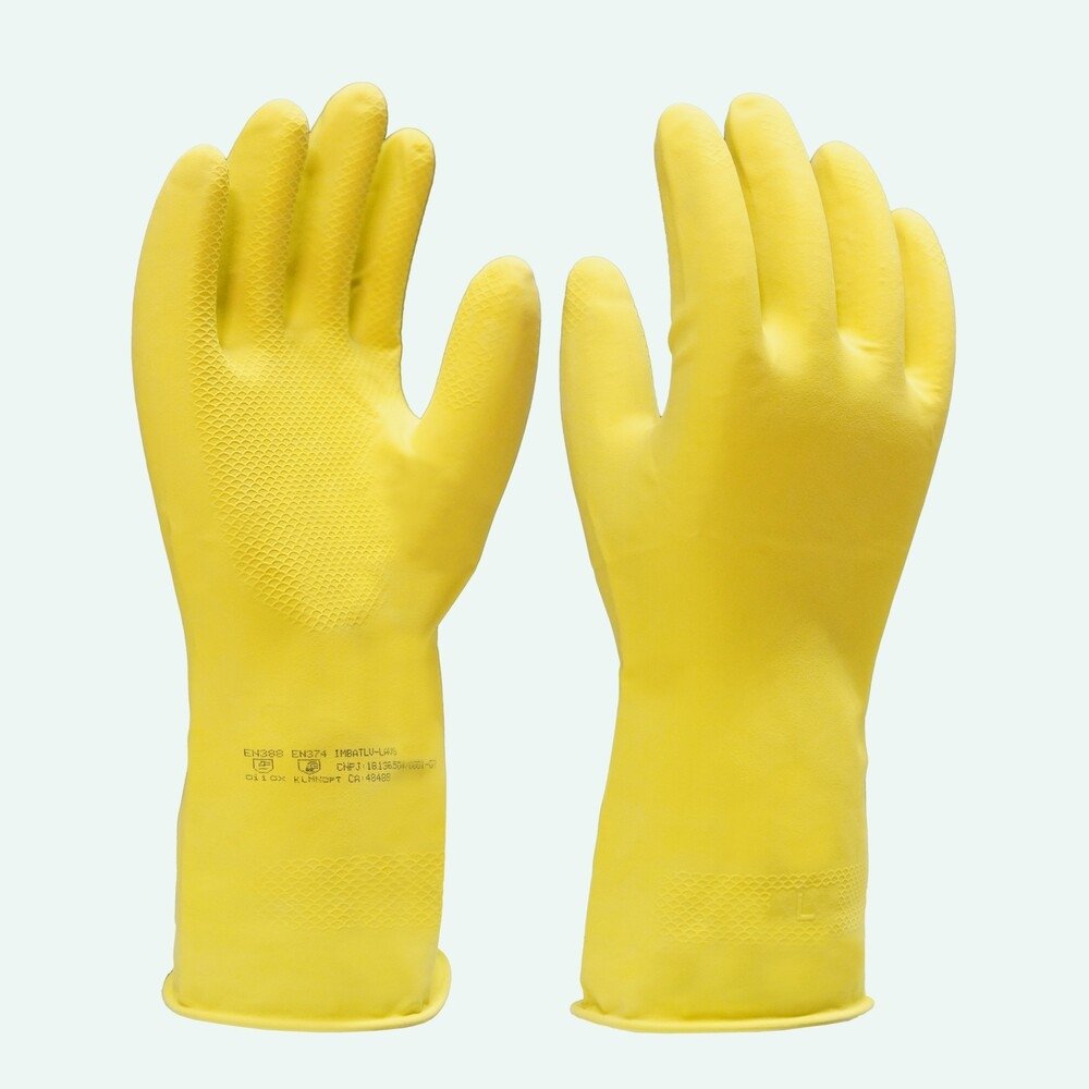 Luva Imbat Látex Forrada Silver - Reforçada Amarelo Tamanho 9 Grande - Embalagem com 12 Unidades