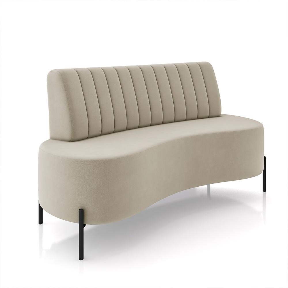 Sofa Living Decorativo 2 Lugares 1,35M Katara Pes de Ferro Veludo Bege G33 - Gran Belo