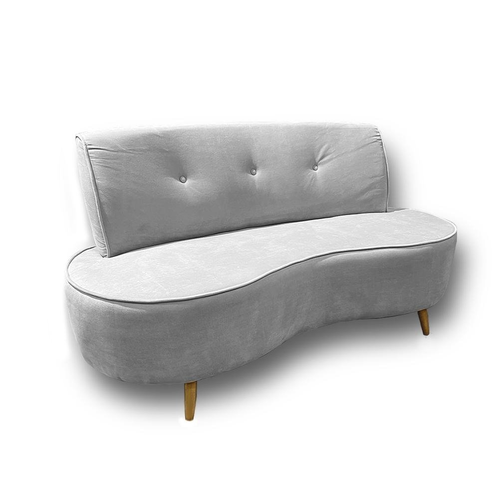 Sofa Living 2 Lugares 160cm Aang Pes Palito Velosuede Cinza Claro G33 - Gran Belo