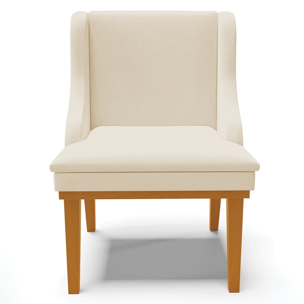 Cadeira Decorativa Sala de Jantar Base Fixa de Madeira Firenze Linho Areia/Castanho G19 -