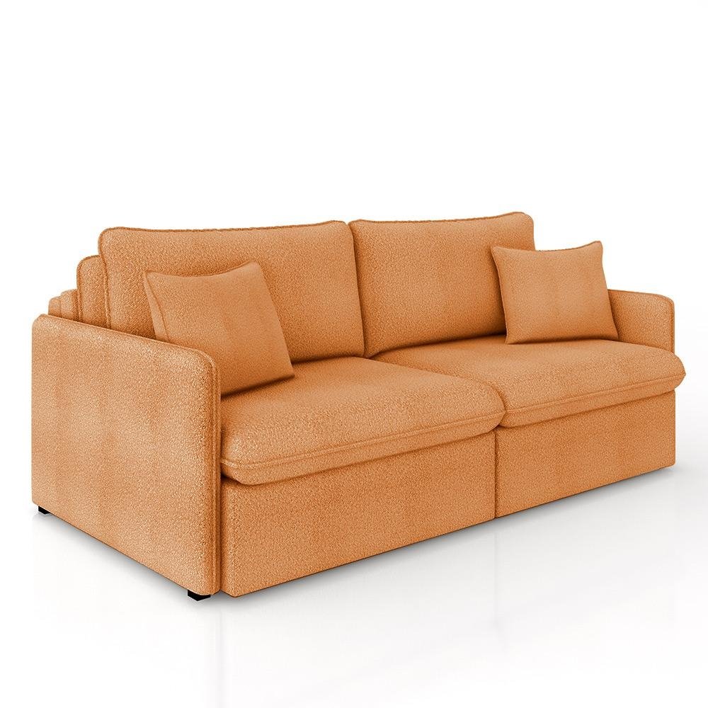 Sofa Reclinavel e Retratil Gandalf Bipartido 194cm Caixa Zero com Almofadas Boucle Terraco