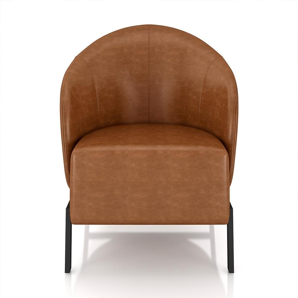 Poltrona Decorativa Sala de Estar kenya Pes em Ferro Pu Preto/Caramelo G33 - Gran Belo