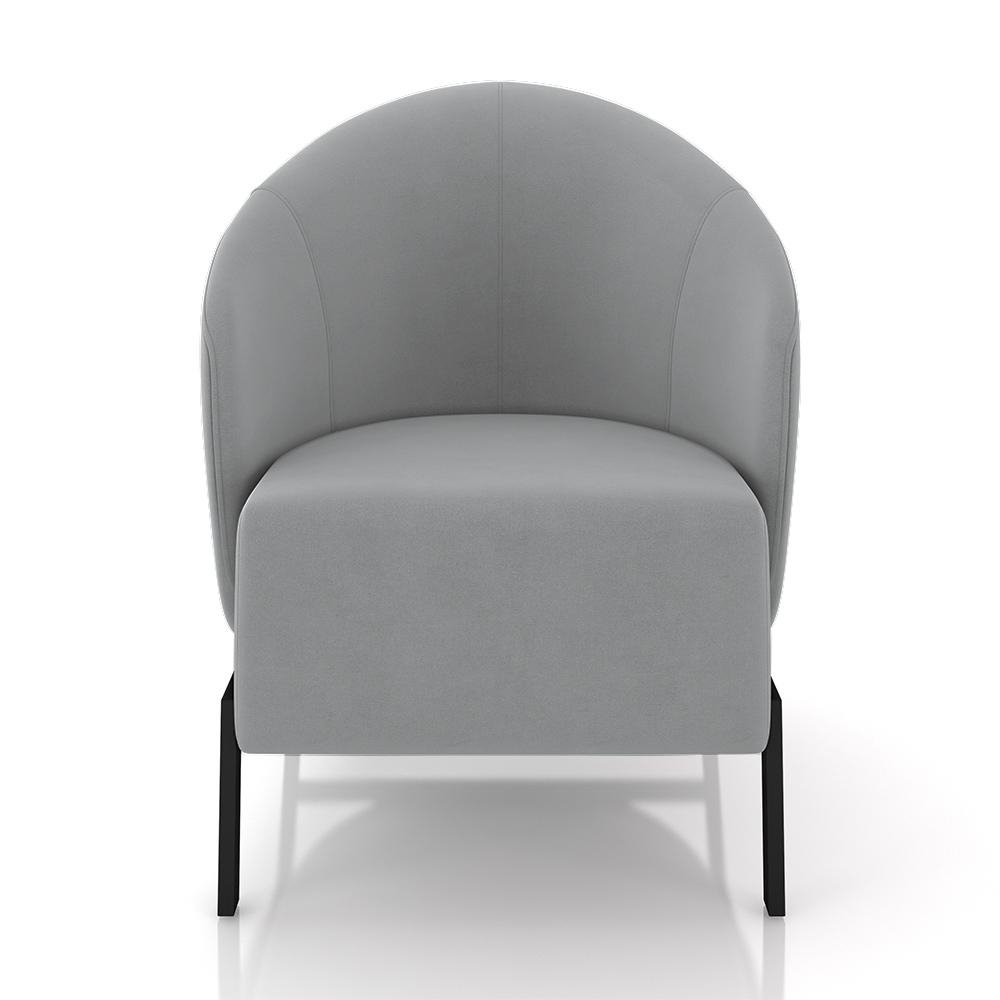 Poltrona Decorativa Sala de Estar kenya Pes em Ferro Veludo Preto/Cinza G33 - Gran Belo
