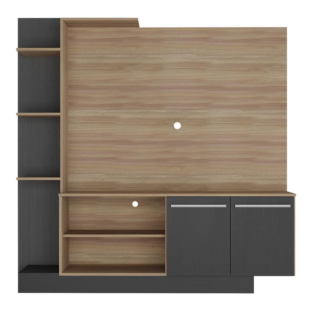 Estante com Painel TV 55" e 2 portas Franca Multimoveis BR2473 Duna/Preto