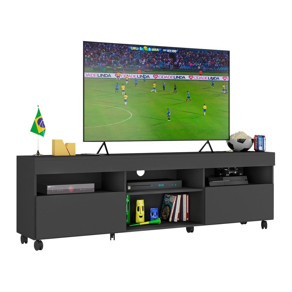 Rack TV 65" com Rodizios e 2 Portas Espanha Multimoveis MP3325 Preto