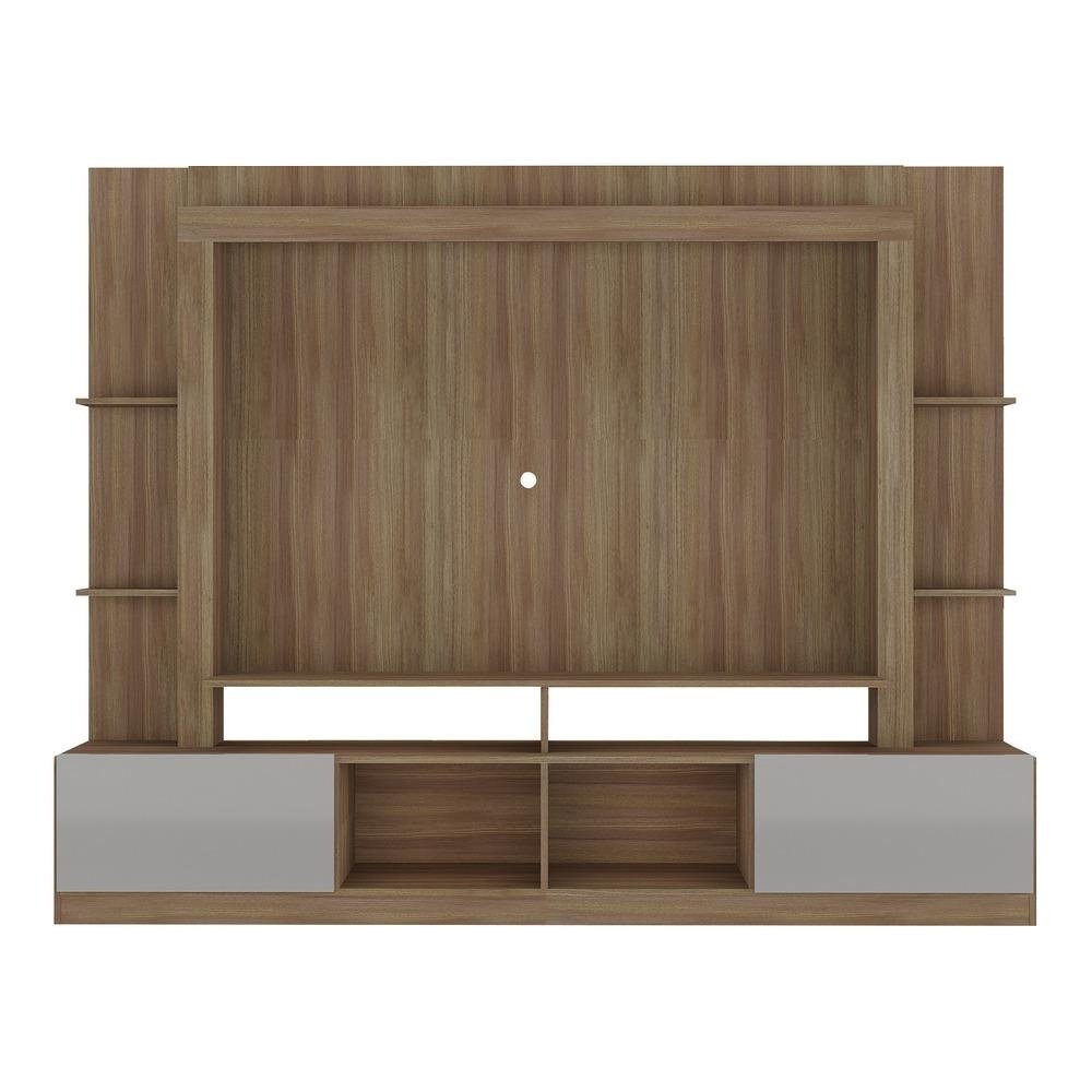 Rack Estante com Painel TV 65" e 2 portas Catar Multimoveis BR3395 Madeirado/Lacca Fume