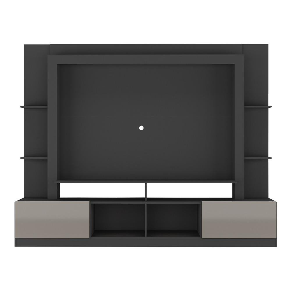 Rack Estante com Painel TV 65" e 2 portas Catar Multimoveis BR3395 Preto/Lacca Fume