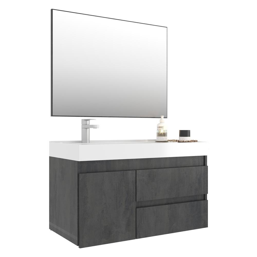 Gabinete Banheiro com Cuba e Espelheira 80cm Multimoveis CR10074 Carbono