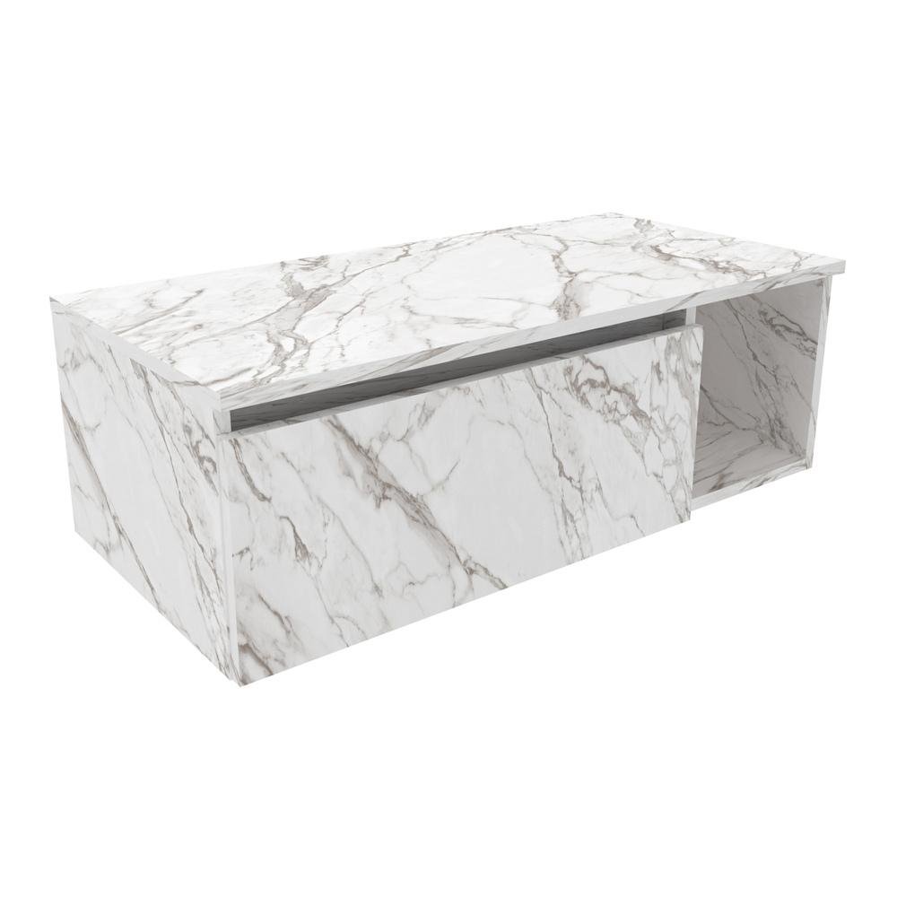 Gabinete Banheiro Suspenso 80cm Multimoveis CR10081 Marmore Branco