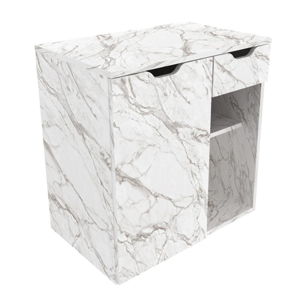 Gabinete Banheiro 1 Porta 1 Gaveta 60cm Multimoveis CR10085 Marmore Branco