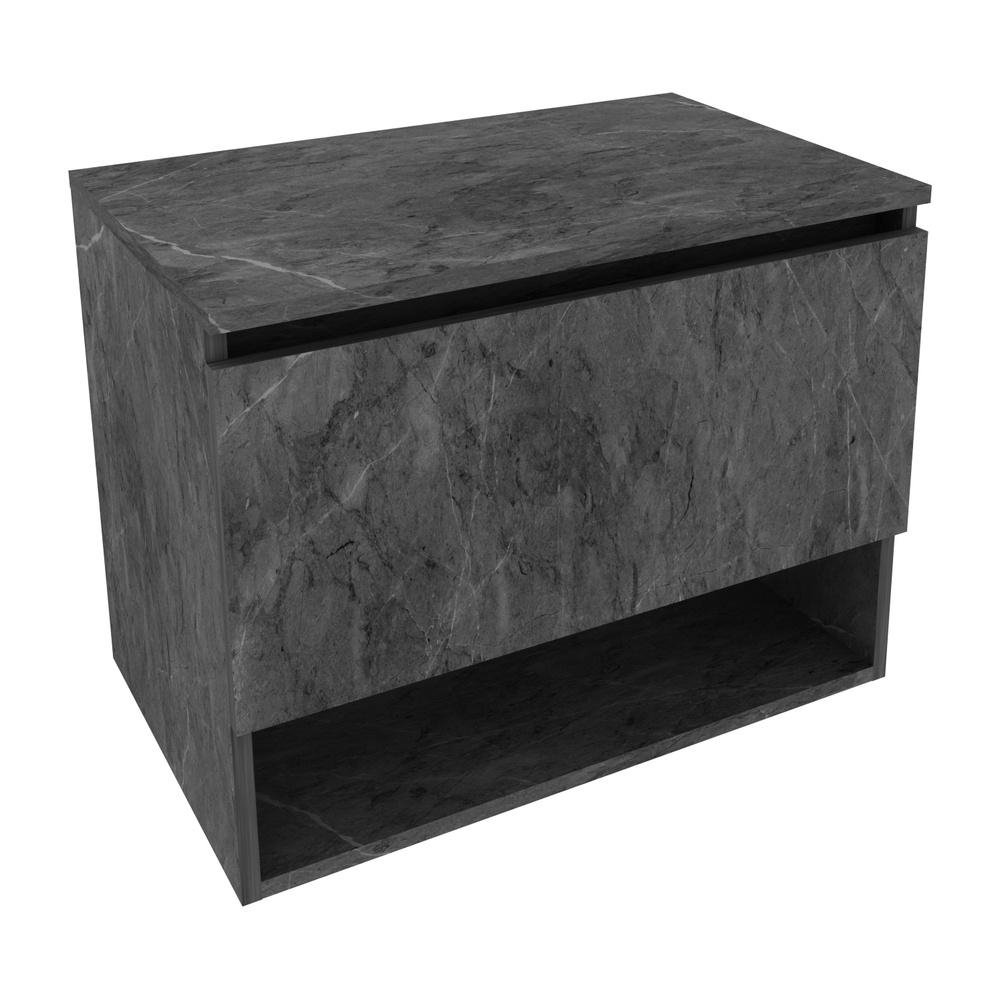 Gabinete Banheiro 1 Porta 60cm Suspenso Multimoveis CR10086 Marmore Lunar