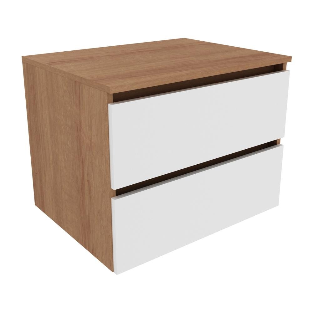 Gabinete Banheiro 2 Gavetas 60cm Suspenso Multimoveis CR10087 Amendoa/Branco