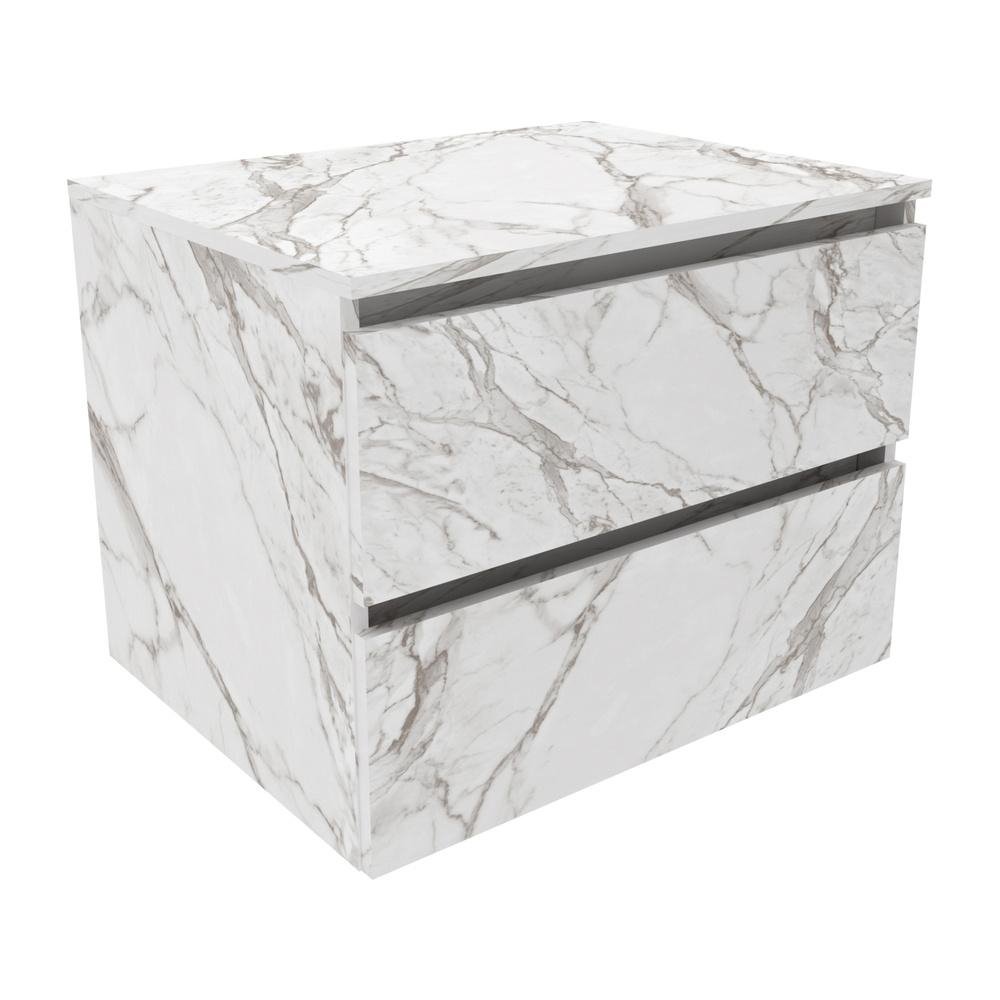 Gabinete Banheiro 2 Gavetas 60cm Suspenso Multimoveis CR10087 Marmore Branco