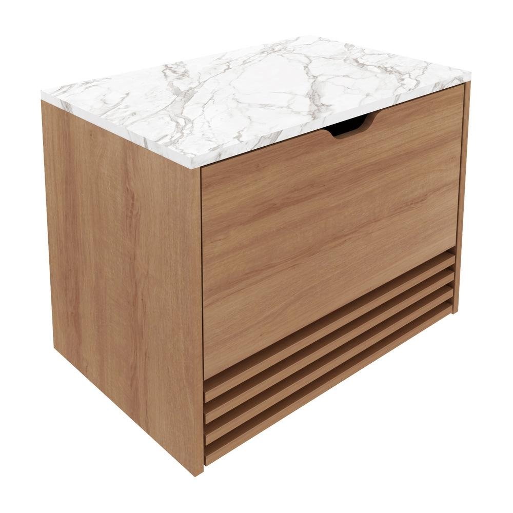 Gabinete Banheiro 1 Porta 1 Gaveta 60cm Suspenso Multimoveis CR10091 Amendoa/Marmore Branc